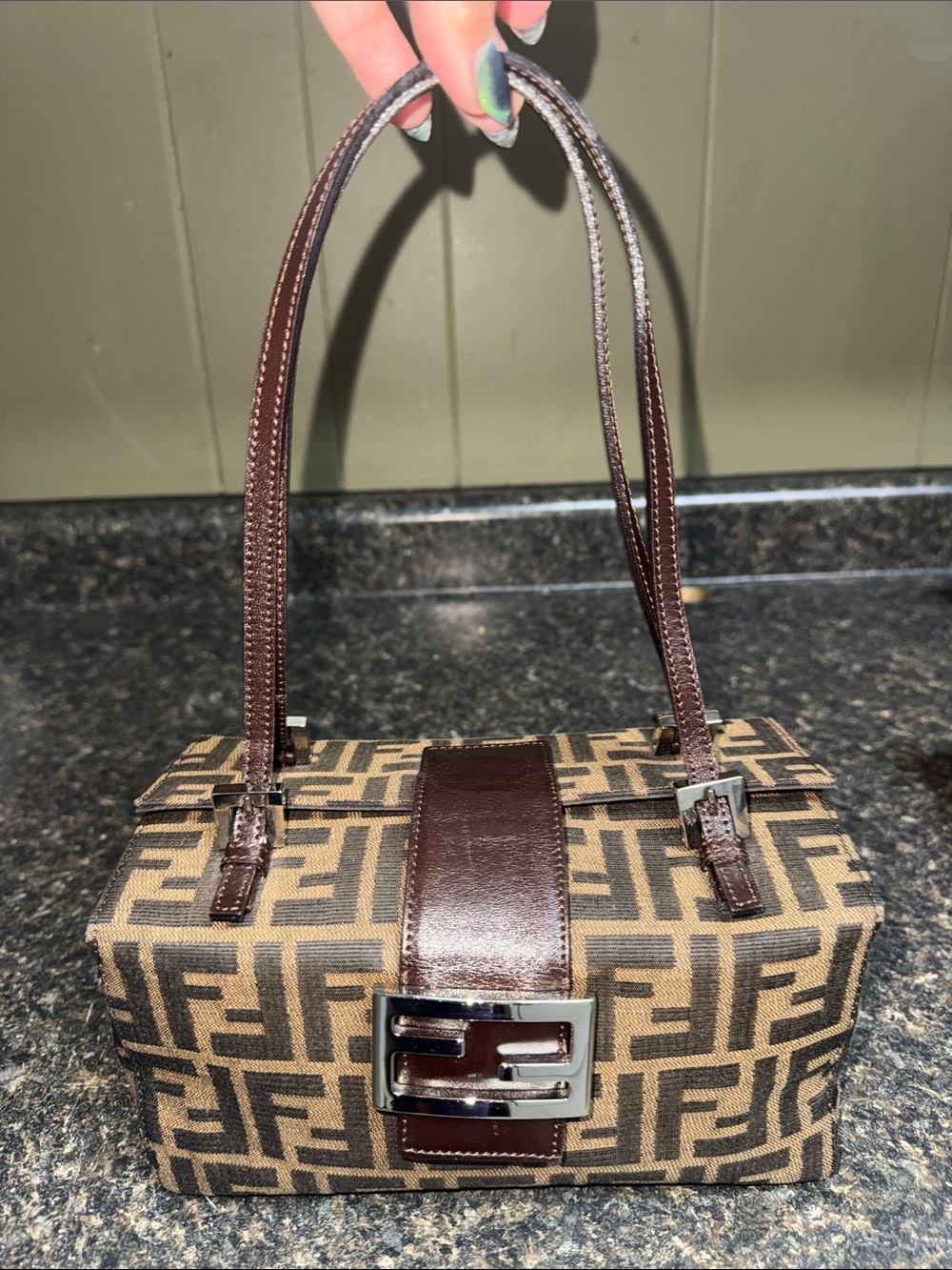 Fendi Zucca Canvas Bento Box Brown Monogram Mini Top-Handle Shoulder Bag 2000